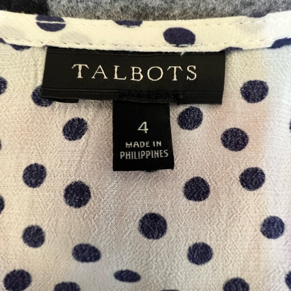 Talbots Fitted cream white & navy blouse - Picture 4 of 9